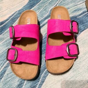 MIA Hot Pink Double Buckle Sandals